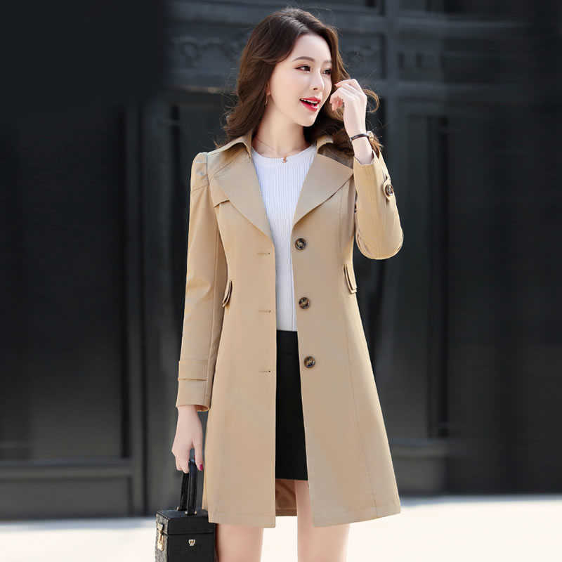 Spring Autumn Trench Coat Single Breasted Woman Long Women Windbreakers Plus Size Femminos 210820