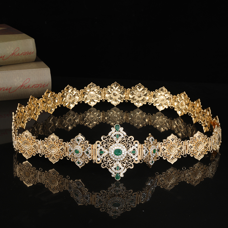 Moroccan Belt Holloway For Women's Wedding Dress Body Jewelry Gold Metal Chain Adjustable Length Bridal Gift 220210
