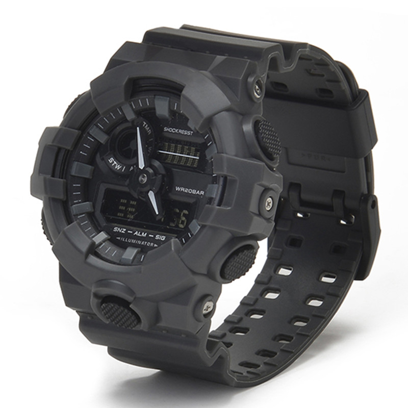 The new digital LED700 men's round quartz sports strap rubber military multi-function quartz watch waterproof wrist gift box with automatic light, Gf-6
The new digital LED700 men's round quartz sports strap rubber military multi-function quartz watch waterproof wrist gift box with automatic light, Gf-6