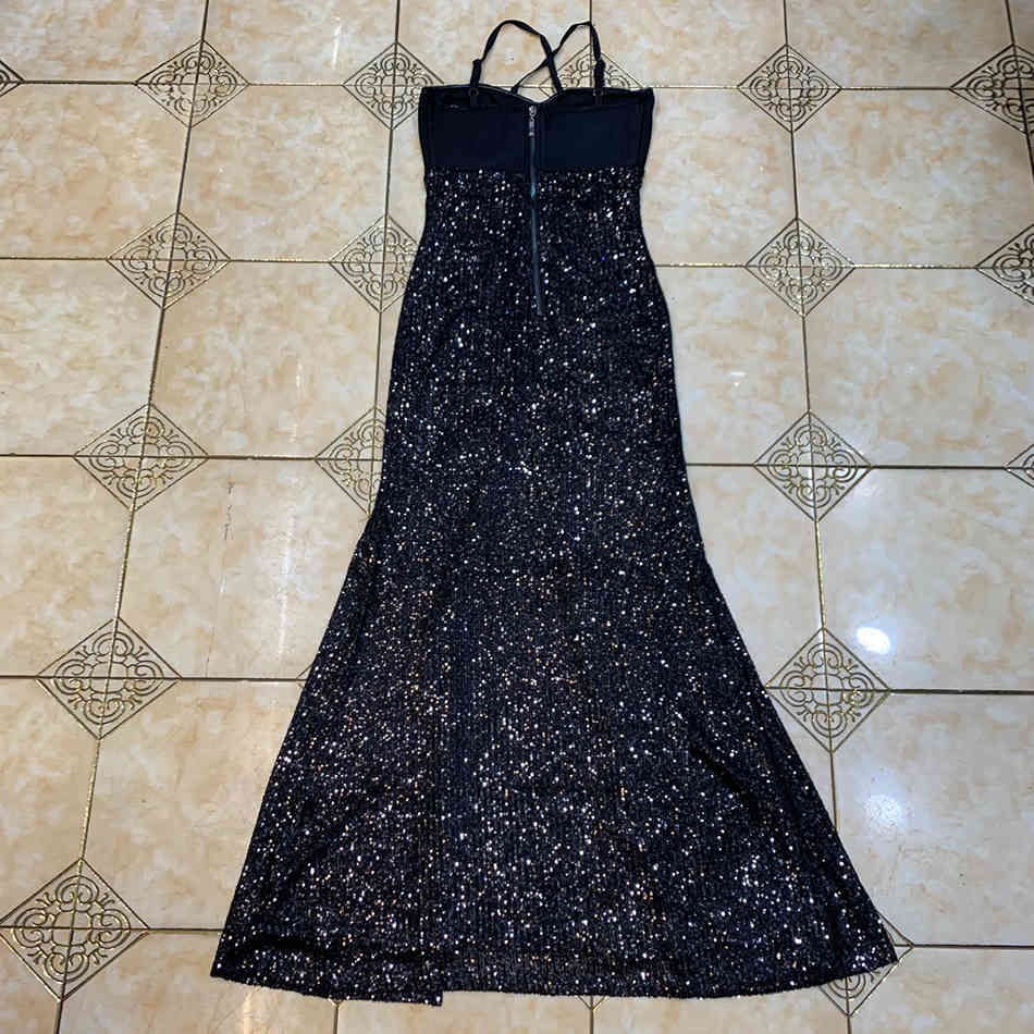 Free Summer Women's Ankle Sequin Dress Sexy Halter Sleeveless Bodycon Split Club Party Vestidos 210524