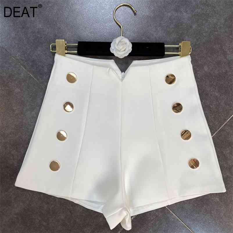 Women Triangle Waist Temperament Gold Button Wide Leg Suit Shorts Solid Color Fashion Spring Summer 11B776 210525, White
Women Triangle Waist Temperament Gold Button Wide Leg Suit Shorts Solid Color Fashion Spring Summer 11B776 210525, White