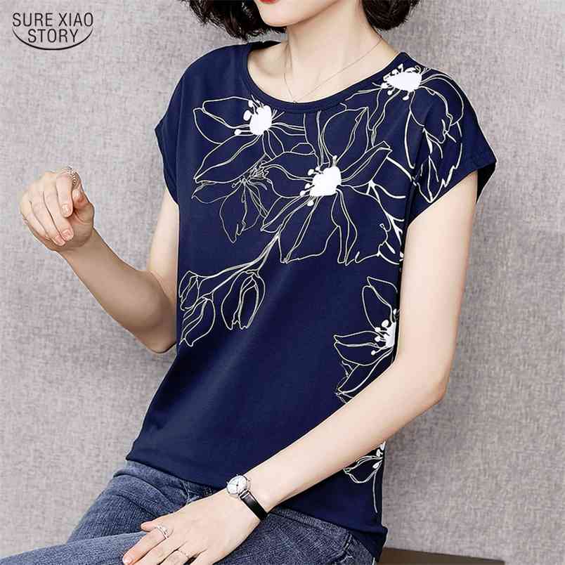CottonTops Casual Women's Shirt Loose Plus Size 4XL Print Floral Female Blouse Spring Summer Ladies Blouses 10135 210506