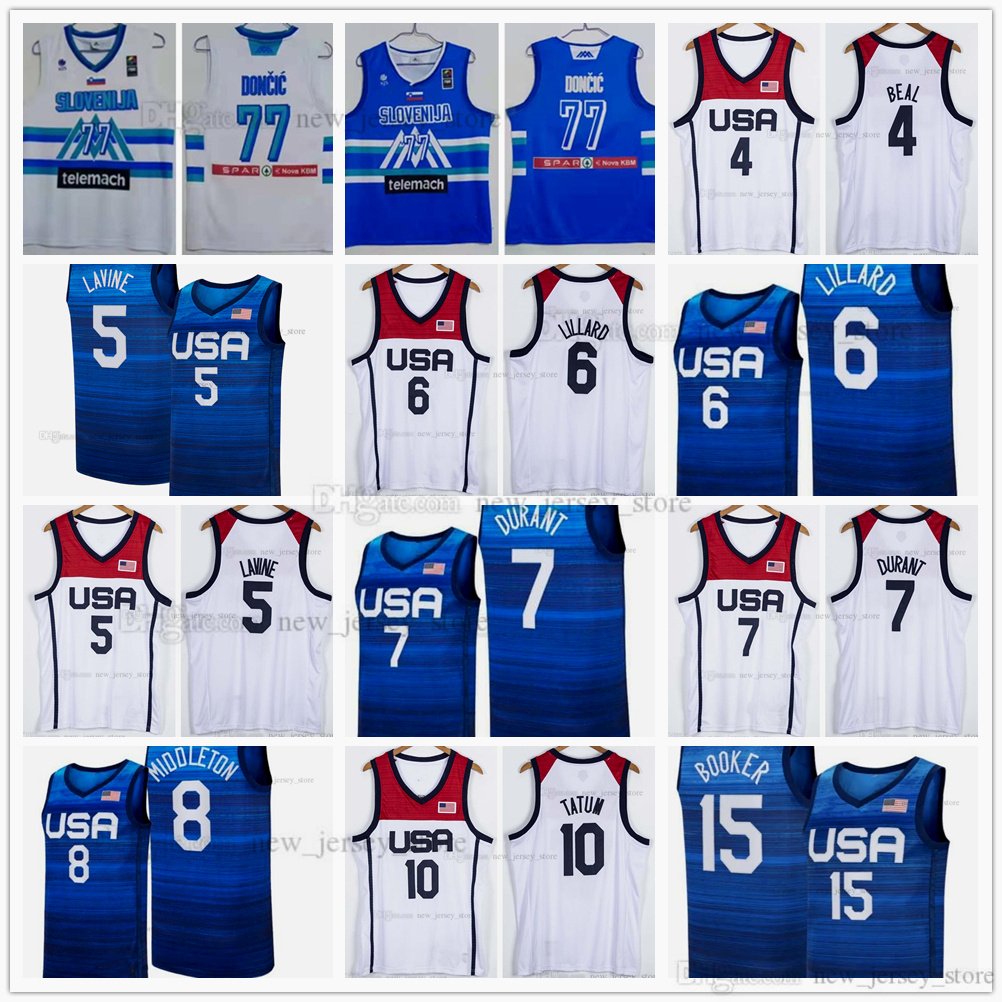 Tokyo Slovenia Olympics Basketball Jerseys Luka 77 Doncic Bradley Zach Beal LaVine Damian Lillard Kevin Durant Khris Jayson Middleton Tatum, Black;red
Tokyo Slovenia Olympics Basketball Jerseys Luka 77 Doncic Bradley Zach Beal LaVine Damian Lillard Kevin Durant Khris Jayson Middleton Tatum, Black;red