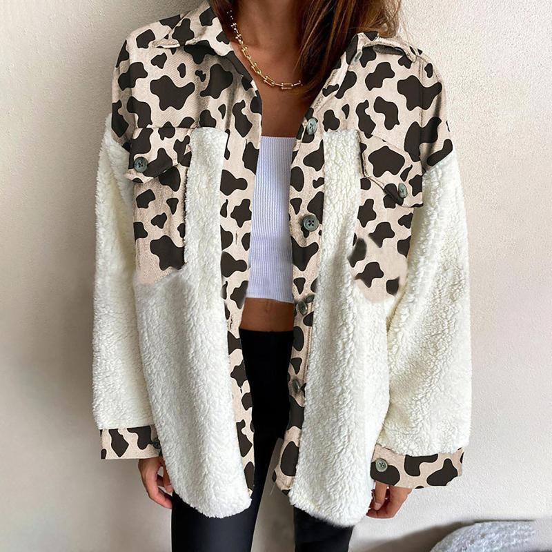Women' Jackets Winter Sexy Leopard Splicing Oversized Lamb Wool Warm Single-breasted Cardigan Casual Coat Manteau Femme Hiver, Beige
Women' Jackets Winter Sexy Leopard Splicing Oversized Lamb Wool Warm Single-breasted Cardigan Casual Coat Manteau Femme Hiver, Beige