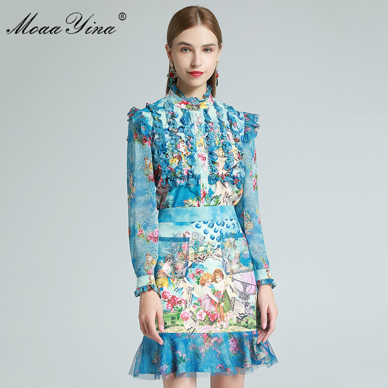 Fashion Designer Set Spring Women's Ruffles Long sleeve Blouses Tops+Blueberry Angel Floral-Print Skirt Two-piece set 210524, Blue
Fashion Designer Set Spring Women's Ruffles Long sleeve Blouses Tops+Blueberry Angel Floral-Print Skirt Two-piece set 210524, Blue
