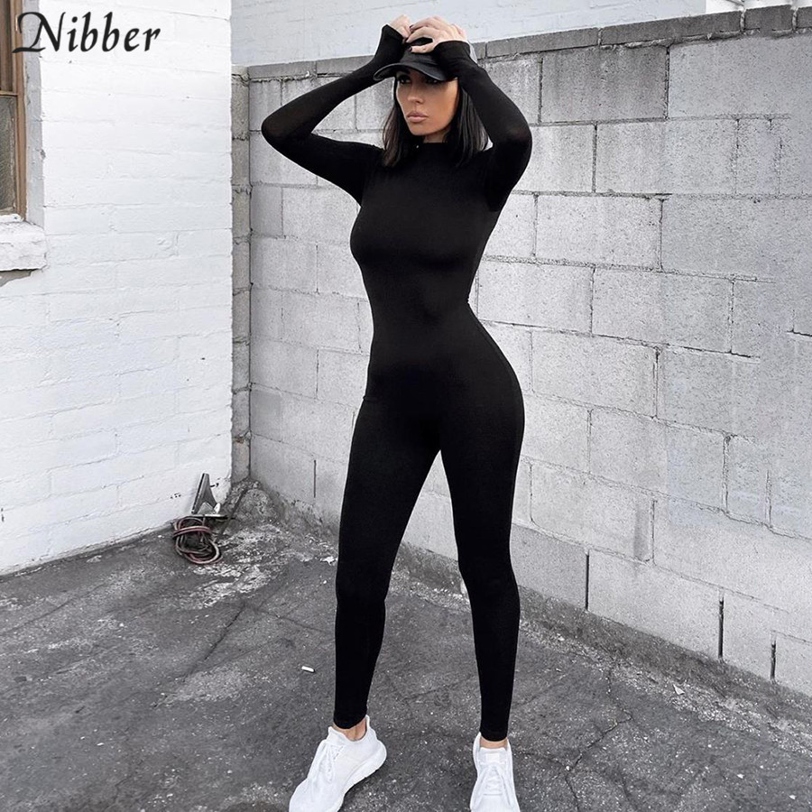 Nibber female simple bodycon solid color long-sleeve overalls for women leisure streetwear pure jumpsuit workout jogging romper, Black
Nibber female simple bodycon solid color long-sleeve overalls for women leisure streetwear pure jumpsuit workout jogging romper, Black