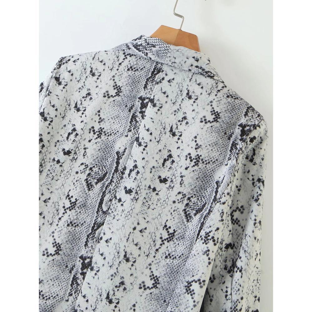 Women Fashion Serpentine Print Vintage golden Blazer Coat Ladies Long Sleeve Pockets Female Outerwear Chic Tops 210521