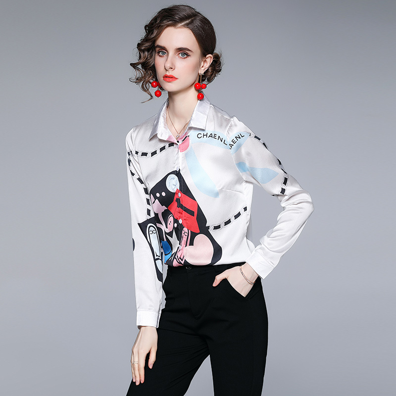 Luxury Printed Bright Silk Women's Shirt Runway 2021 Designer Turn-Down Collar Long Sleeve Button Up Blouses Spring Autumn Winter Slim Office Ladies Dress Shirts Tops
Luxury Printed Bright Silk Women's Shirt Runway 2021 Designer Turn-Down Collar Long Sleeve Button Up Blouses Spring Autumn Winter Slim Office Ladies Dress Shirts Tops