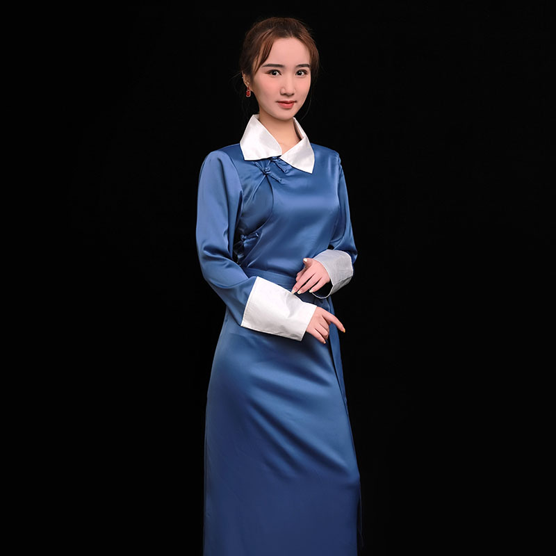 Blue ethnic clothing Tibetan gown women elegant traditional outfit oriental costume Spring Autumn Asian long dress cheongsam style robe
Blue ethnic clothing Tibetan gown women elegant traditional outfit oriental costume Spring Autumn Asian long dress cheongsam style robe