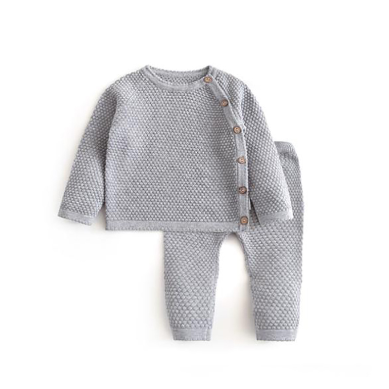 Baby Pajamas Autumn Winter Girl Clothing Long Sleeve Tops + Pants Outfits Solid born Warm Clothes Casual Boy Sets 210515