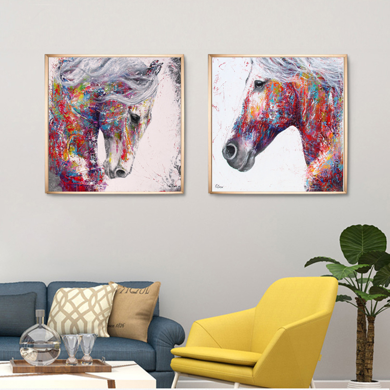 Graffiti Art Horse Paintings Colorful Horse head Pictures For Living Room Wall Art Animal Decorative Prints No Frame