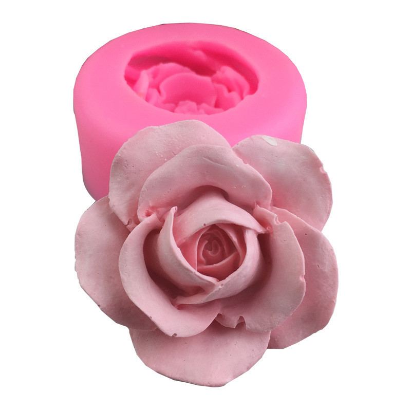 Rose Flower Candle Silicone Mold Fondant Soap 3D Cake Mold Cupcake Jelly Candy Chocolate Decoration Baking Tool Moulds 1221791