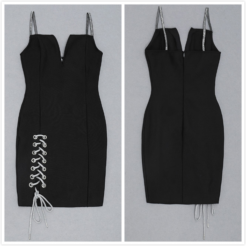 Free Women Black Lace-Up Bandage Dress Sexy Shiny Sling Sleeveless Bodycon Mini Club Night Party Vestido 210524