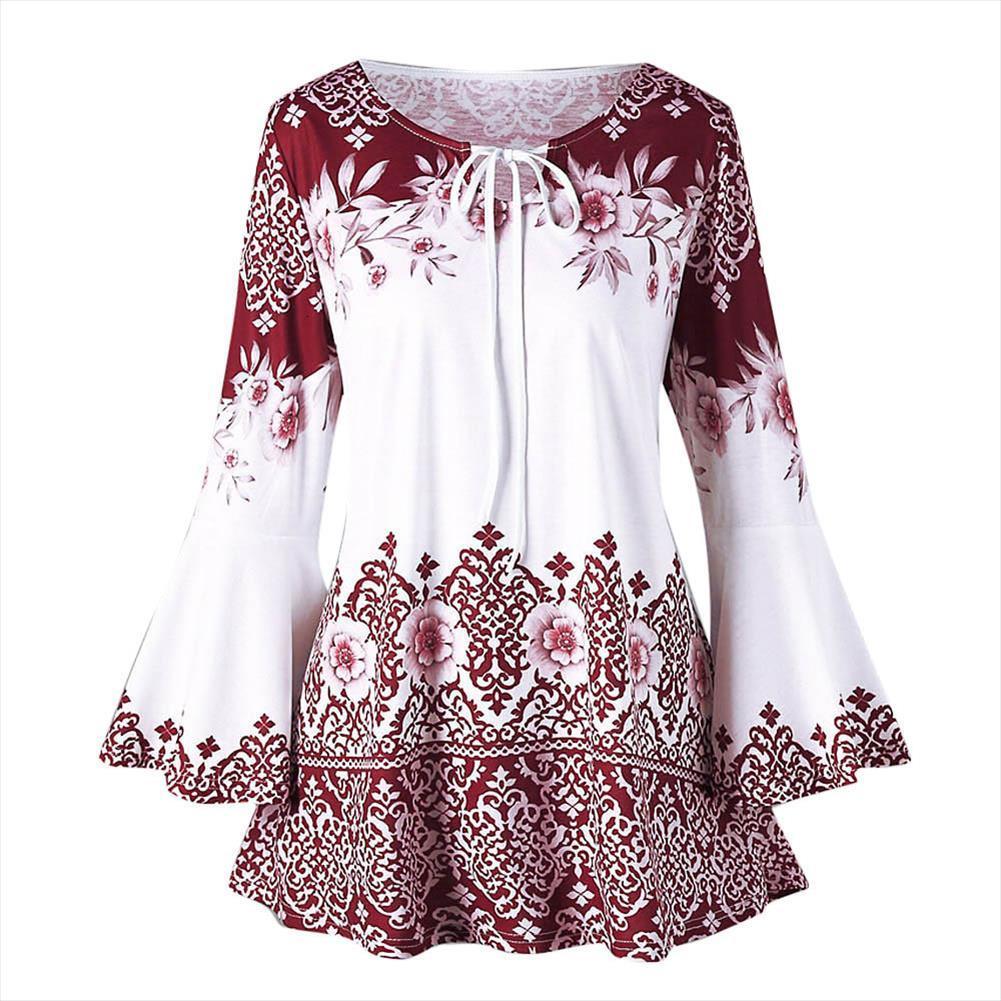 plus size and autumn floral women shirt printed flare sleeve long blusas feminina camisa l10, White
plus size and autumn floral women shirt printed flare sleeve long blusas feminina camisa l10, White