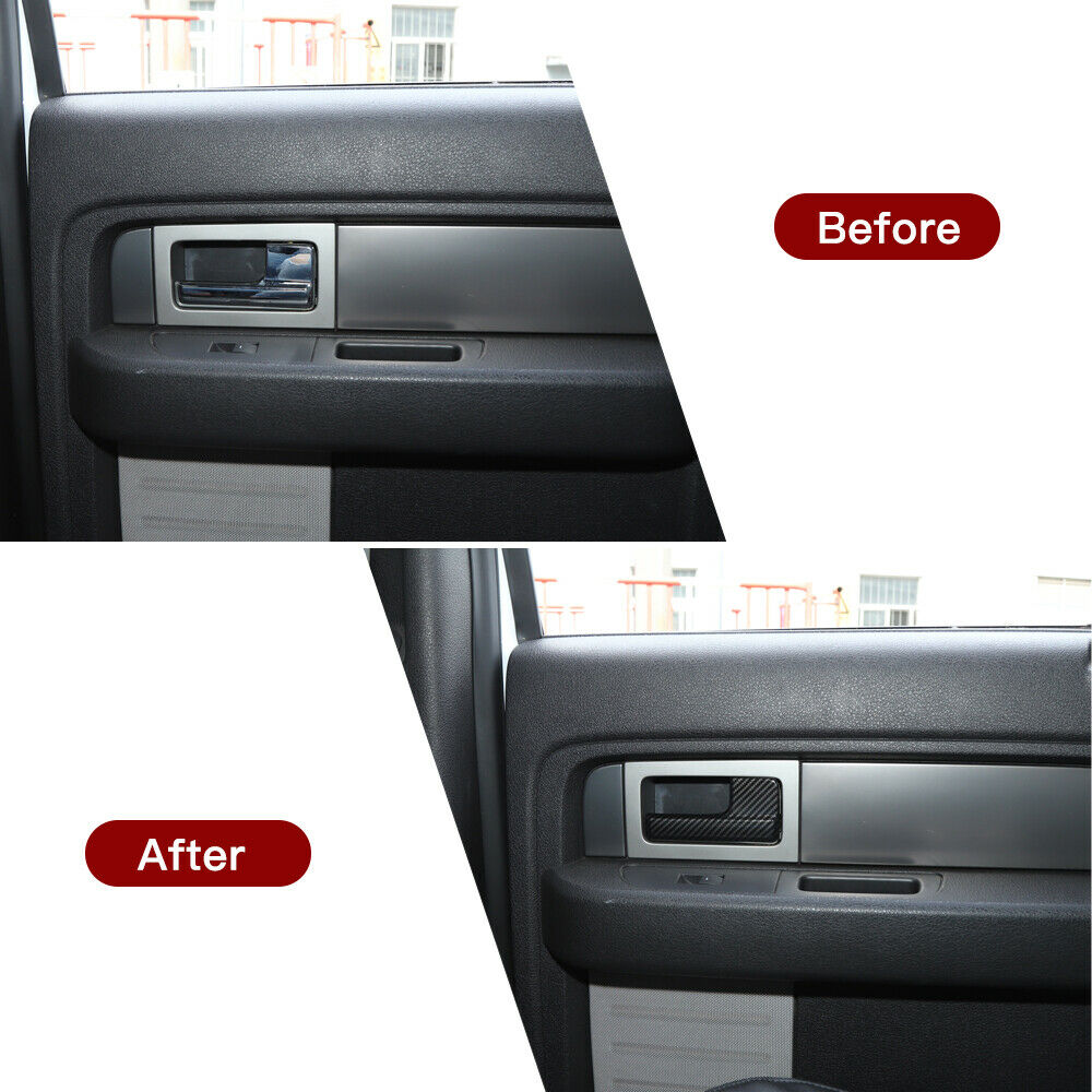 Interior Door Handle Cover Trim For Ford F150 Raptor 2009-2014 Carbon Fiber 4PCS