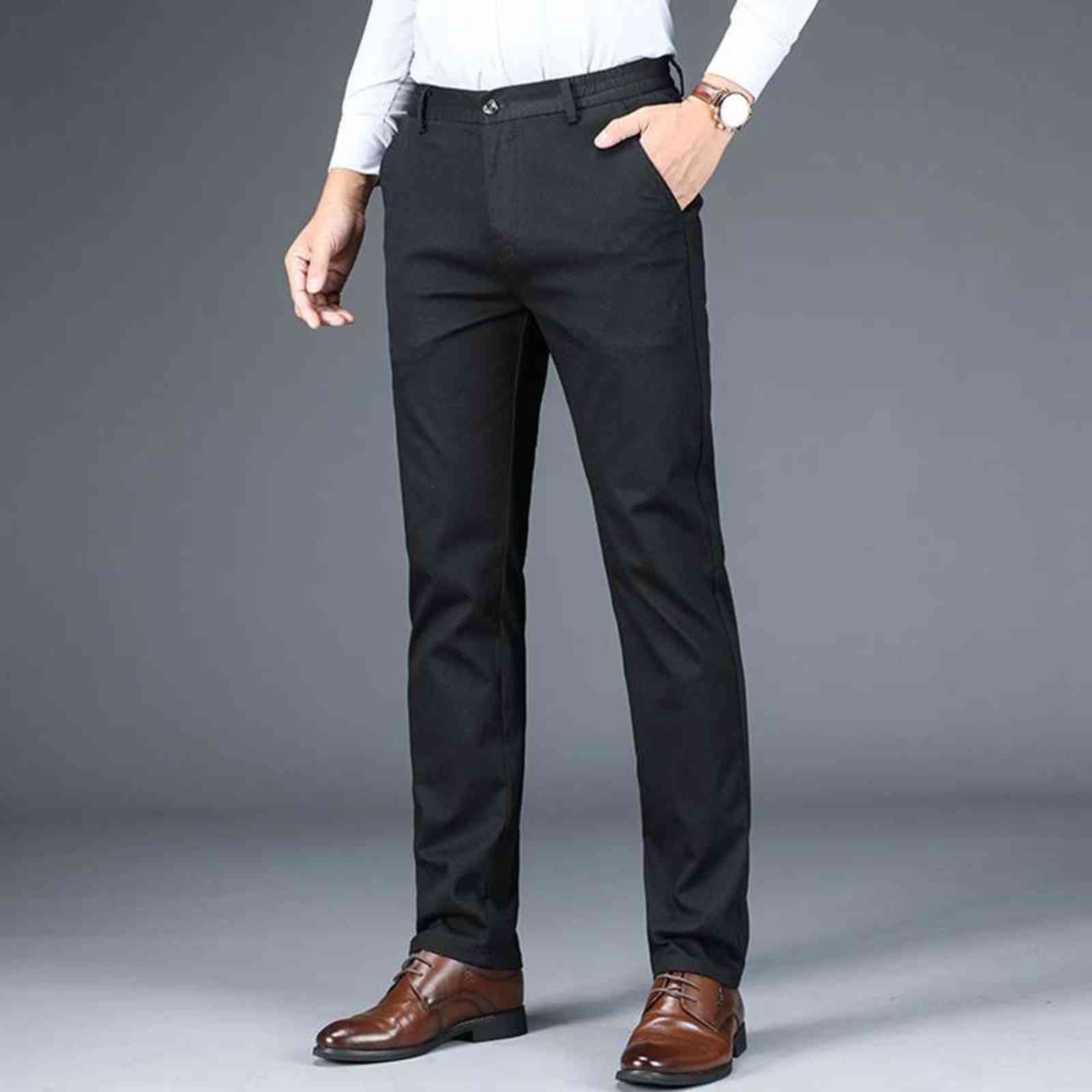 98% Cotton 2% Spandex Anti-static Man Trousers Formal Business Male Straight Autumn Clothing Slim Grey Casual Men Chino Pants 211112