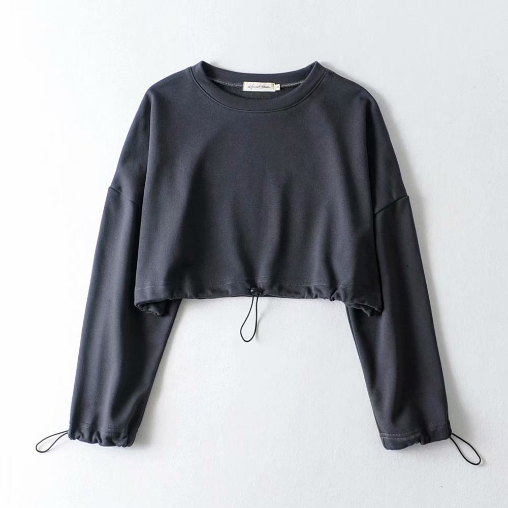 Winter vintage hoodies women Fall crop top casual cotton pullover cute cropped sweatshirt korean 210521
