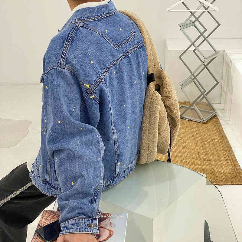 IEFB Men's Denim Jacket Korean Wash Jeans Short Coat Single Breasted Long Sleeve Streetwear Fashion Clothes 9Y6197 210524