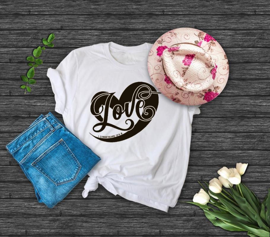 Women' T-Shirt Women Graphic Christian Jesus Tee Love In A Heart Tshirt Corinthians 13 4-8 Never Fails Short-Sleeve, Black
Women' T-Shirt Women Graphic Christian Jesus Tee Love In A Heart Tshirt Corinthians 13 4-8 Never Fails Short-Sleeve, Black