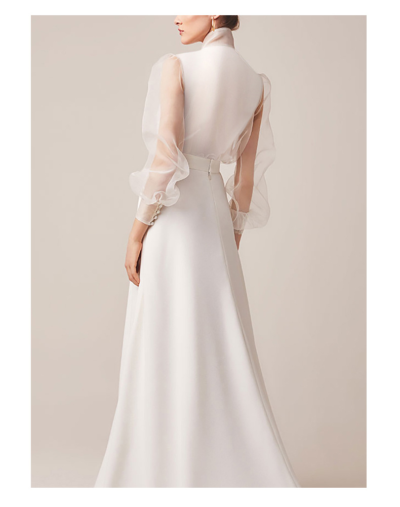 Elegant Evening Dresses High Neck Long Sleeves Organza Big Bow Women Formal Stunning Or Length Prom Dress Robe De Marie Custom Made 6660306