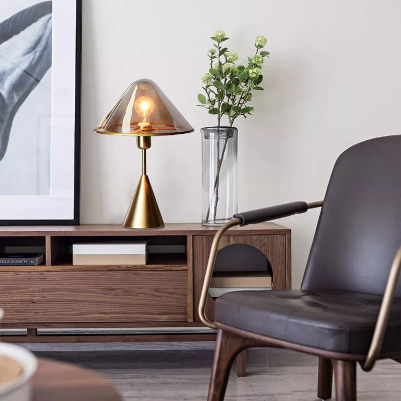 Elegant Glass Table Lamp with Nordic Mushroom Theme - Ideal for Contemporary Living Spaces and Bedrooms