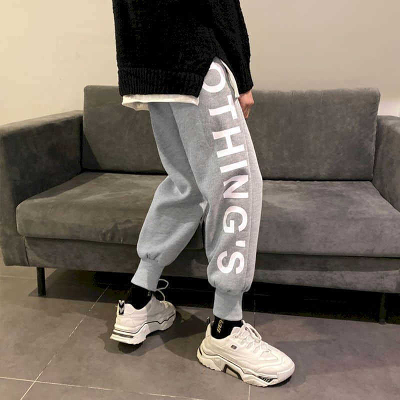 Men's trousers Letter printing casual pants fall/winter Korean Comfortable loose sweat printed straight 210526
