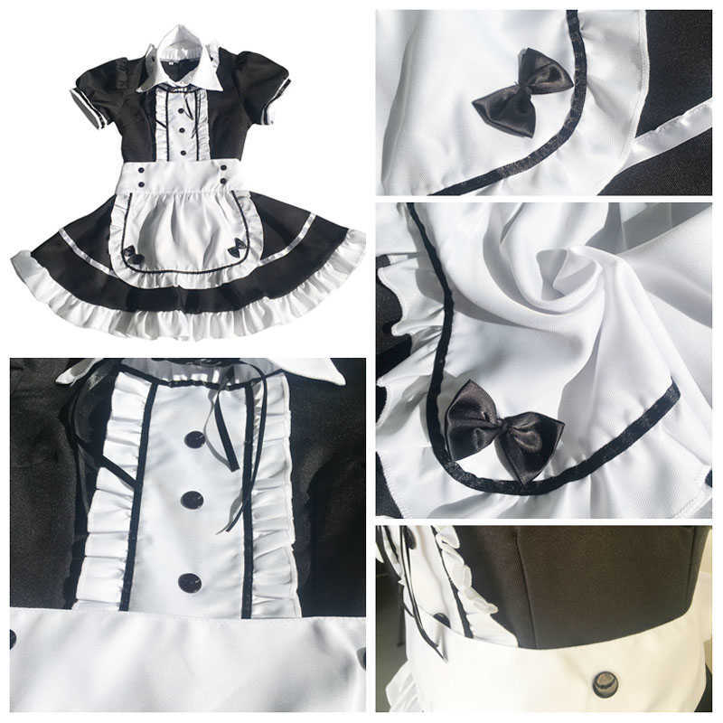 Maid Costume Japanese Anime Cosplay Sweet Classic Lolita Fancy Apron Dress with Socks Gloves Set Y0913