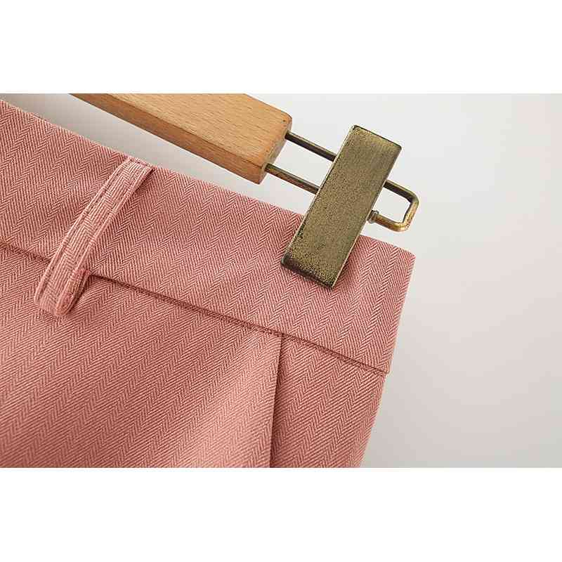 elegant women straight trousers fashion ladies stylish pocket long pants causal female solid pink girl chic pant 210430