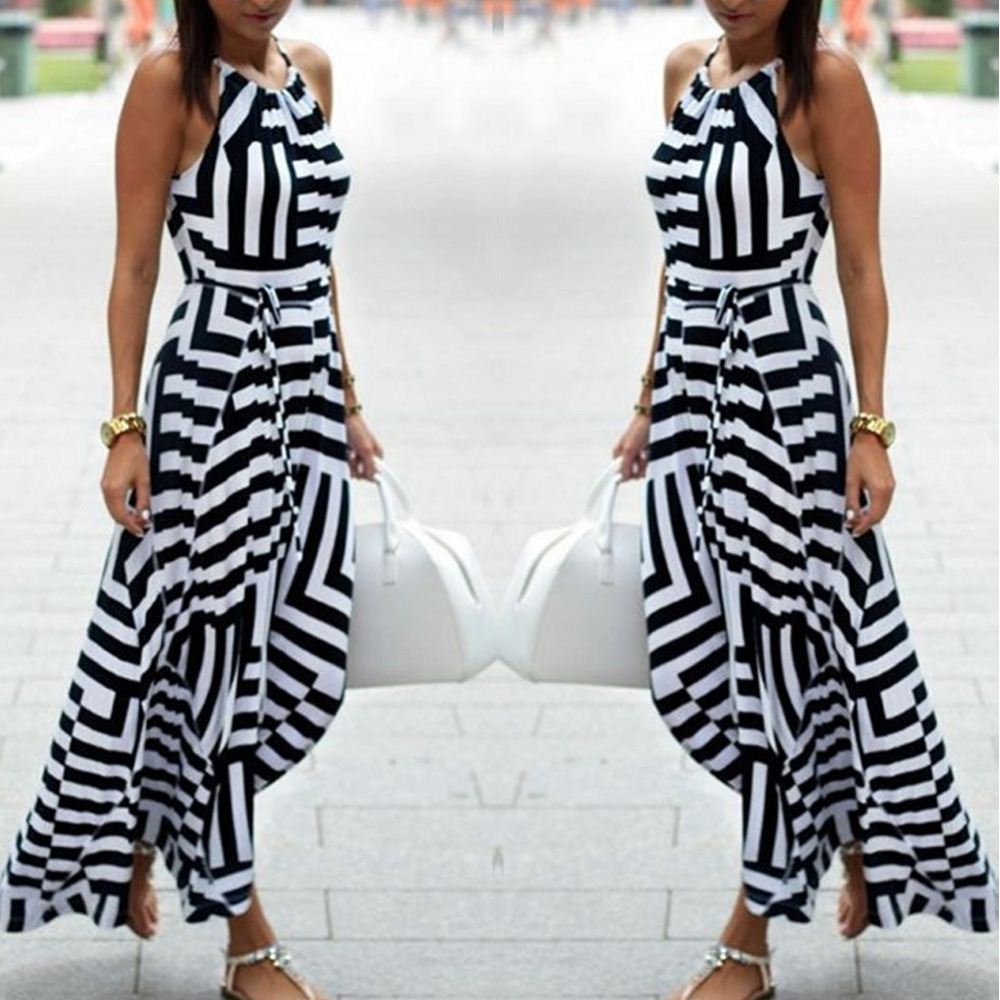 Womens Sexy Bandage Long Maxi Dresses Black White Print Ladies Summer Casual Celebrity Boho Stripe Chiffon Silk Beach Party Halter Sun Dress, Black;gray
Womens Sexy Bandage Long Maxi Dresses Black White Print Ladies Summer Casual Celebrity Boho Stripe Chiffon Silk Beach Party Halter Sun Dress, Black;gray