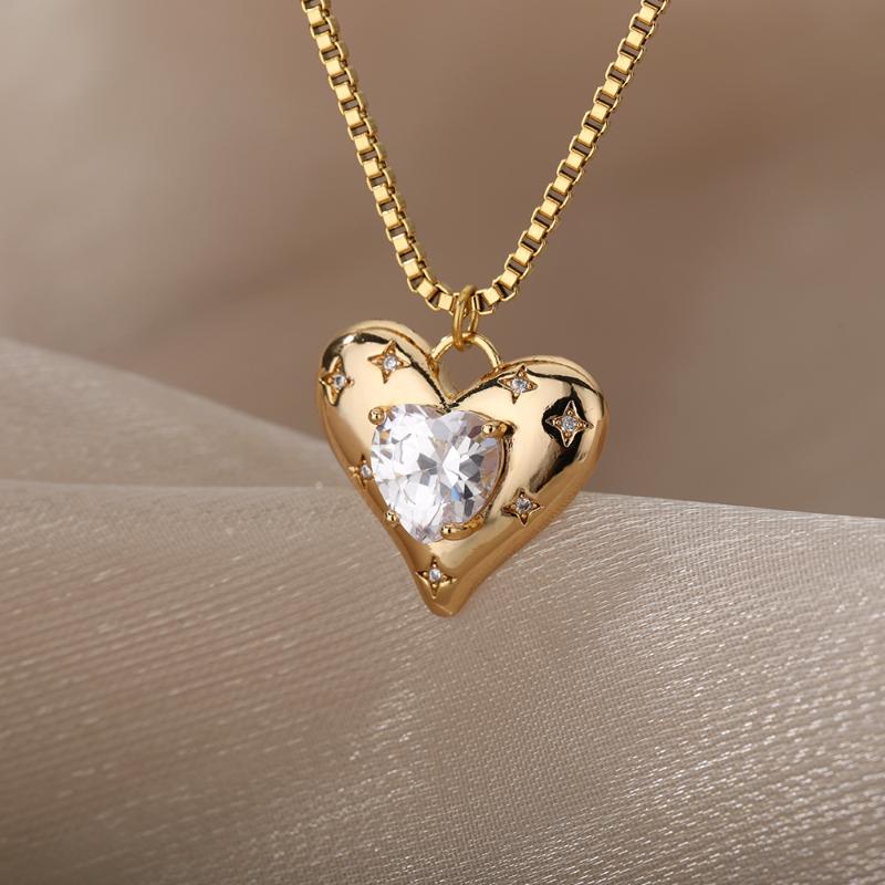 Chains Zircon Big Heart Pendant Necklaces For Women Gold Stainless Steel Chain Chocker Baroque Pearl Necklace Christmas Jewelry, Silver
Chains Zircon Big Heart Pendant Necklaces For Women Gold Stainless Steel Chain Chocker Baroque Pearl Necklace Christmas Jewelry, Silver
