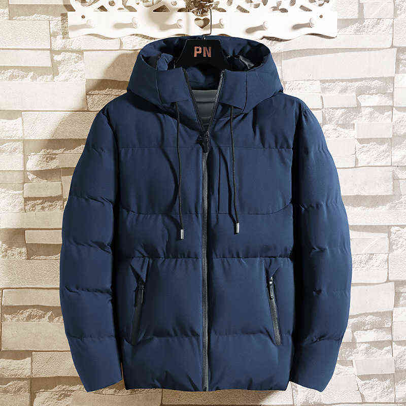 Cotton Padded Jacket Men's Autumn Winter Jackets Casual Clothing Plus Size Hooded Thick Warm Parkas Coat Men Outwear 211104
