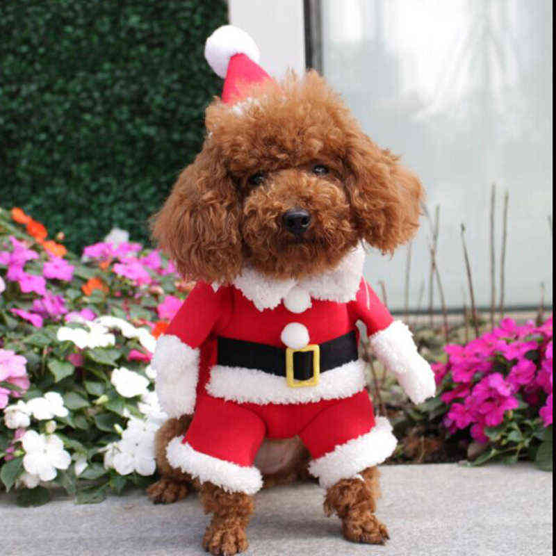 2025 new Christmas Pet Dog Cat Costumes Funny Santa Claus Costume For s Cats Winter Warm Clothes Chihuahua Pug Yorkshire Clothing 220125
