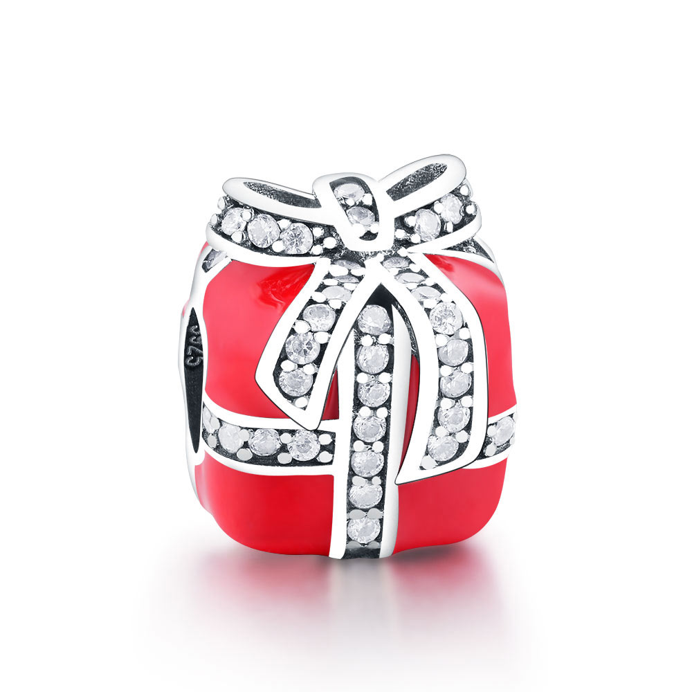 Fit Original Brand Charms Bracelet 925 Sterling Silver Red Enamel Box CZ Beads Berloque Making Jewelry Birthday Gift