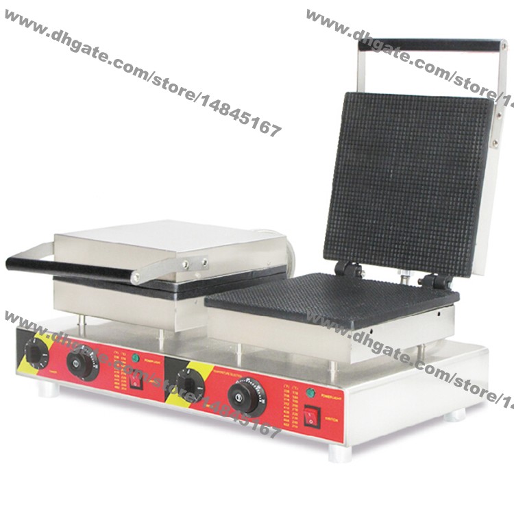 Commercial Nonstick 110v 220v Electric 25cm Square Dual Stroopwafel Dutch Syrop Waffle Machine Baker Maker Iron Mold