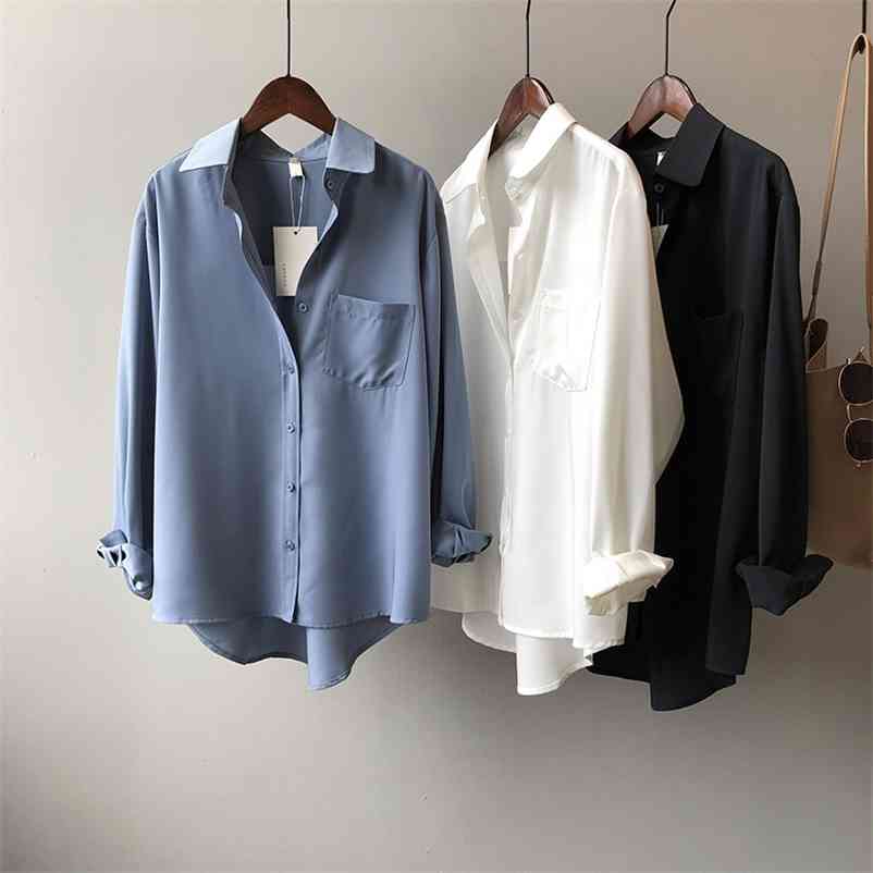 Shirt Women's Autumn Korean-Style Solid Color Simple Temperament Long-Sleeved Lapel Blouse OL Female 210607, Blue
Shirt Women's Autumn Korean-Style Solid Color Simple Temperament Long-Sleeved Lapel Blouse OL Female 210607, Blue
