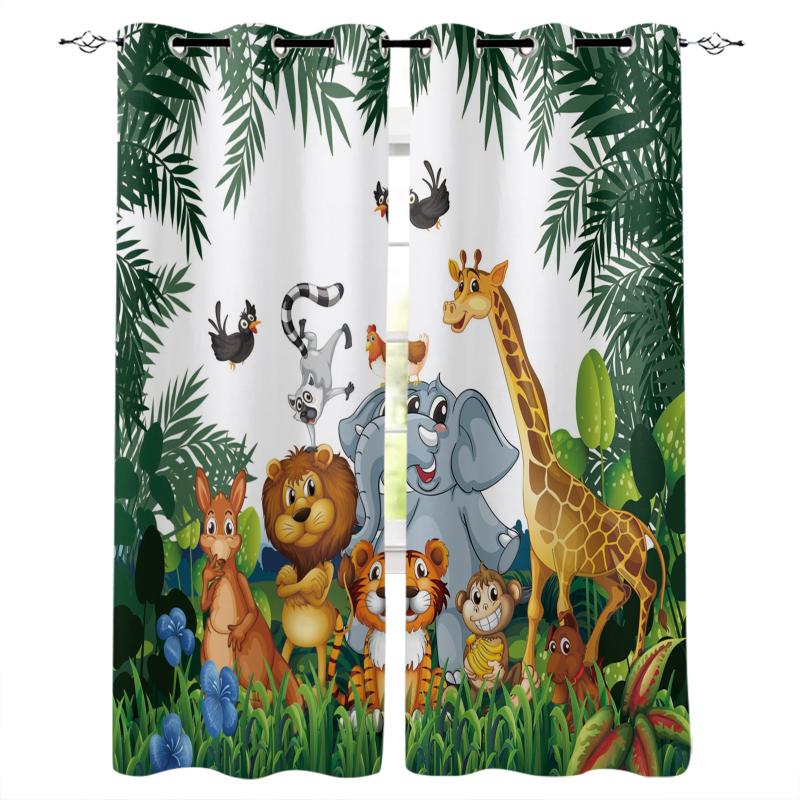 Jungle Cartoon Animal Giraffe Lion Blackout Curtains Home Decor Living Room Window Children's Bedroom Curtain & Drapes 
Jungle Cartoon Animal Giraffe Lion Blackout Curtains Home Decor Living Room Window Children's Bedroom Curtain & Drapes