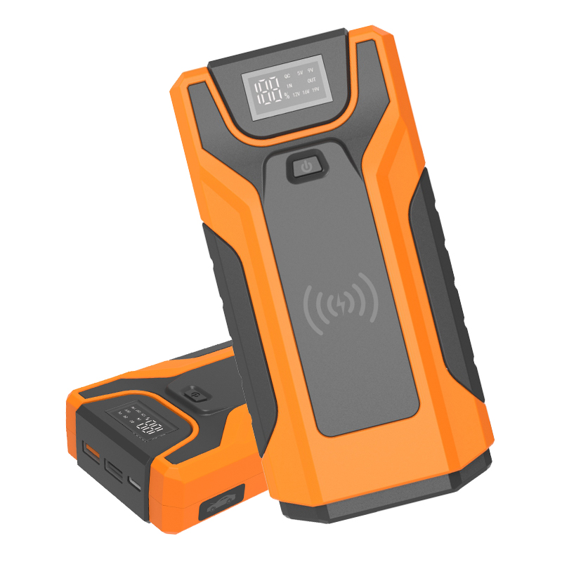 Car Jump Starter Power Bank 12V With Mobile Phone Wireless Charging Outdoor Lightning Auto Emergency Battery Charger