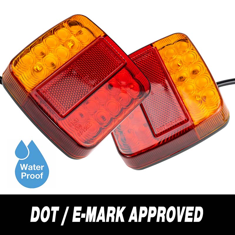 Car Lamp 26LED Submersible Trailer Lights Stop Tail Turn Signal Light License Number Plate For Boat Trailers Truck RV Bulbs