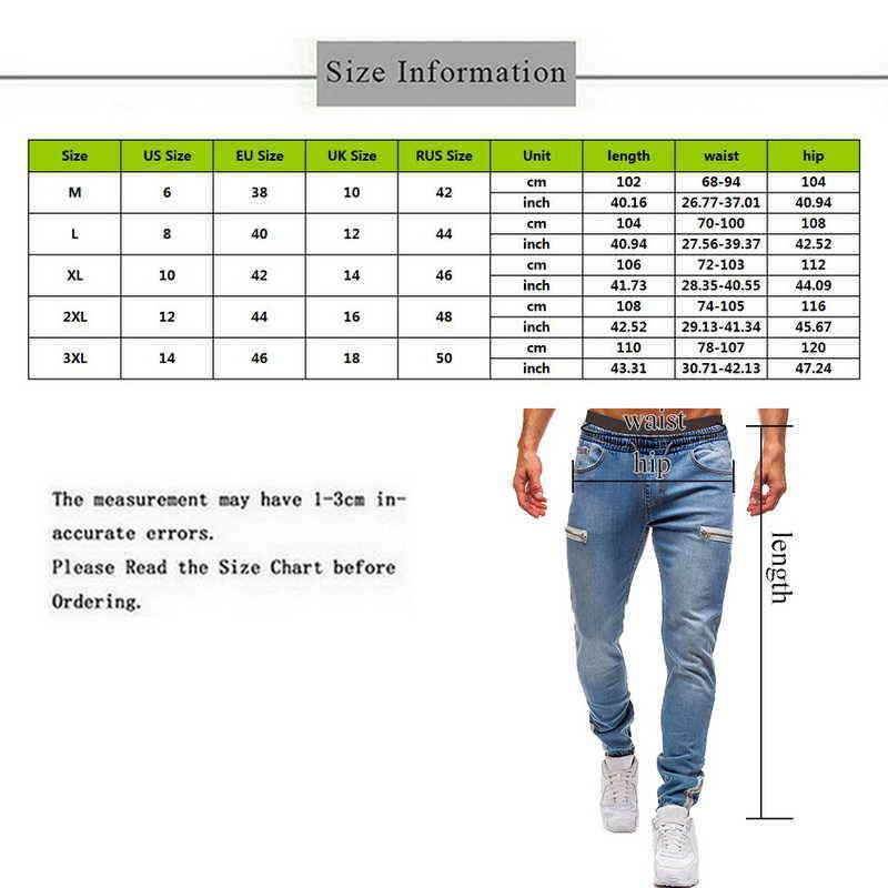 Men's Elastic Cuffed Pants Casual Drawstring Jeans Training Jogger Athletic Sweatpants Fashion Zipper 211108