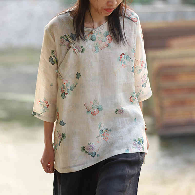 Johnature Women Ramie Shirts And Tops Vintage O-Neck Seven Sleeve Clothes Spring Chinese Style Button Print Floral Blouses 210521, Mixed color
Johnature Women Ramie Shirts And Tops Vintage O-Neck Seven Sleeve Clothes Spring Chinese Style Button Print Floral Blouses 210521, Mixed color