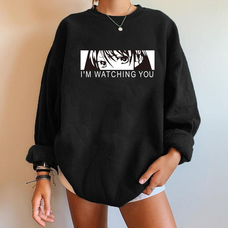 Women's Hoodies & Sweatshirts Anime Women I'm Watching You Print Japanese Style Woman Sweatshirt Streetwear Pullovers Drop-shoulder Winter T, Black
Women's Hoodies & Sweatshirts Anime Women I'm Watching You Print Japanese Style Woman Sweatshirt Streetwear Pullovers Drop-shoulder Winter T, Black