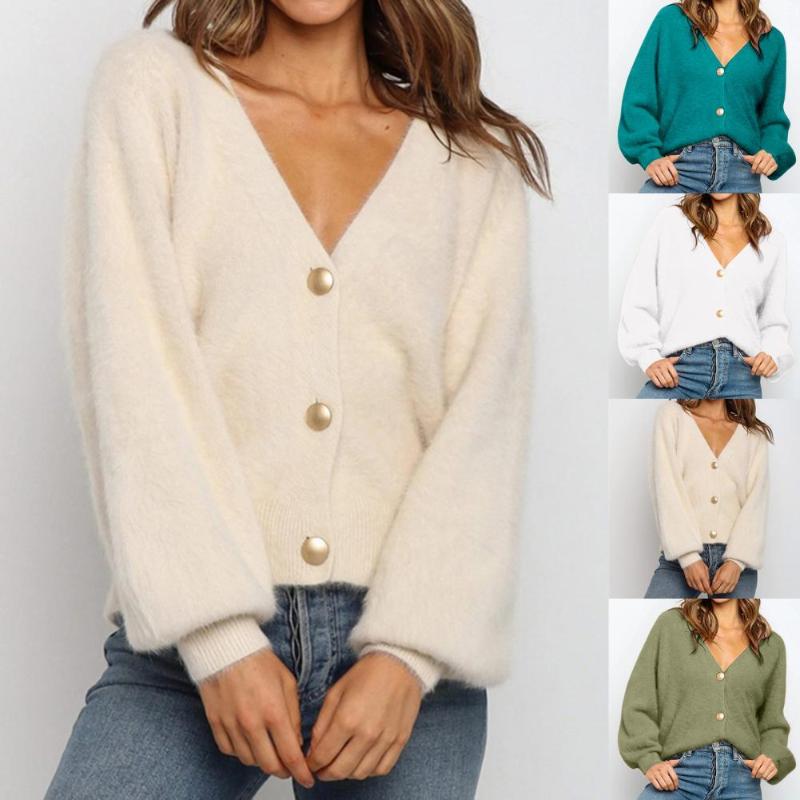 Women's Knits & Tees Fashion Women Sweater Single-Breasted Lantern Sleeve Cardigan Autumn Winter V-Neck Short Type Knitted Coat Streetwear, White
Women's Knits & Tees Fashion Women Sweater Single-Breasted Lantern Sleeve Cardigan Autumn Winter V-Neck Short Type Knitted Coat Streetwear, White