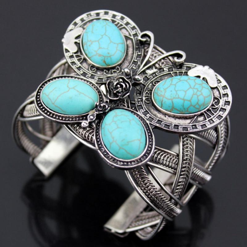 Bangle FYSL Silver Plated Butterfly Shape With Green Turquoises Stone Open Insect Trendy Jewelry
Bangle FYSL Silver Plated Butterfly Shape With Green Turquoises Stone Open Insect Trendy Jewelry