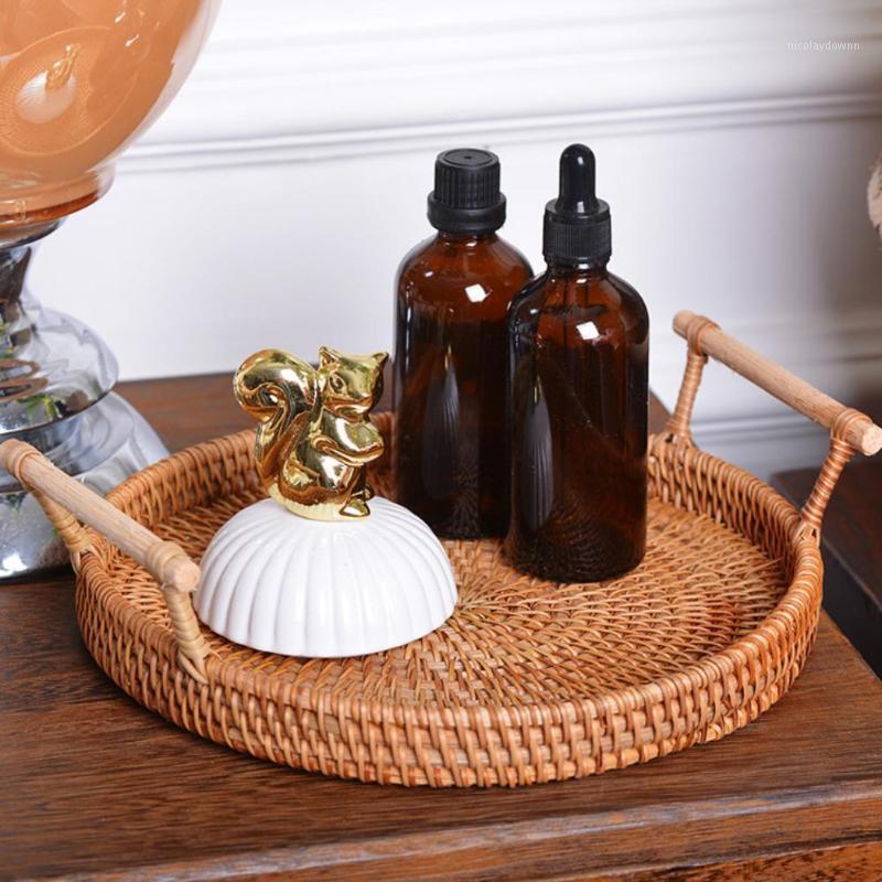 Storage Baskets Hand-Woven Round Rattan Tray Fruit Basket Organizer With Handle Autumn Woven Snack
Storage Baskets Hand-Woven Round Rattan Tray Fruit Basket Organizer With Handle Autumn Woven Snack