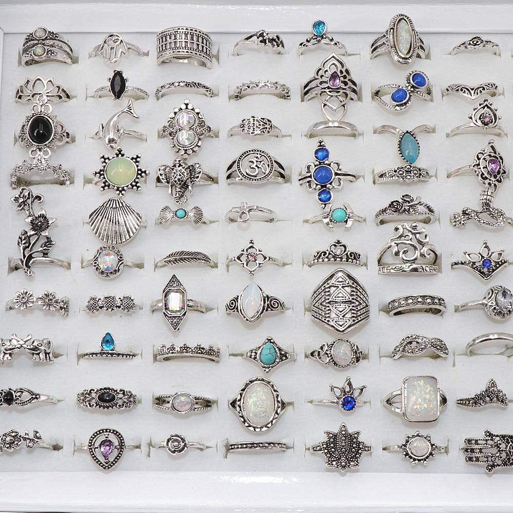 Wholesale 100pcs Rings Band Assorted DIY Bohemia Vintage Silver Flower Finger ring For Women Party Gift Jewelry
Wholesale 100pcs Rings Band Assorted DIY Bohemia Vintage Silver Flower Finger ring For Women Party Gift Jewelry