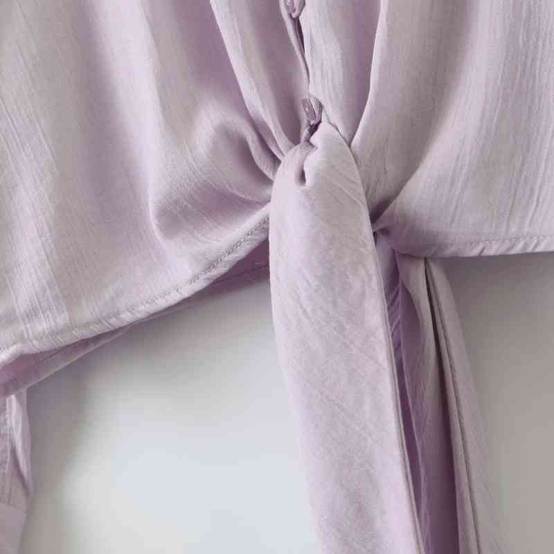 vintage purple women short shirts summer casual ladies blouses fashion female button-fly girls 210430