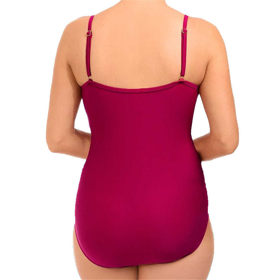 Ruffle Swimsuit Mature Women Cover Belly Swimwear Slimming Vintage Retro Bodysuit Bathing Suits Monokini Plus Size 3XL 210625