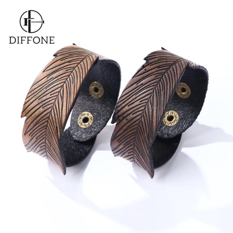 Charm Bracelets Minimalist Men Bracelet Feather Design Vintage Punk Leather Braclet Adjustable Press Buckle Cuff Braslet Male Wristband Jewe
Charm Bracelets Minimalist Men Bracelet Feather Design Vintage Punk Leather Braclet Adjustable Press Buckle Cuff Braslet Male Wristband Jewe