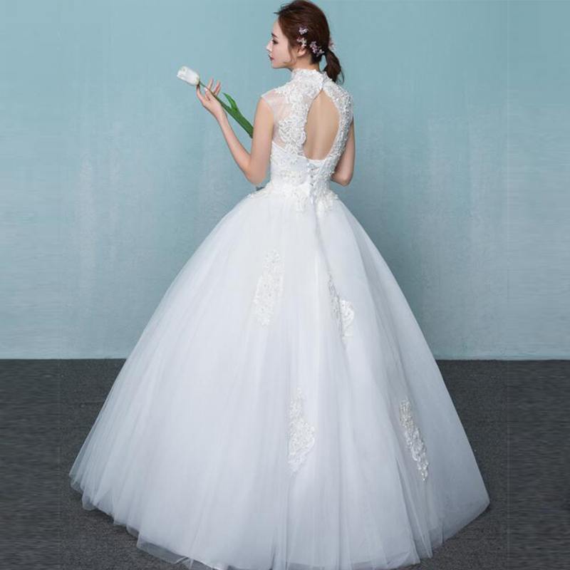 ZJ9126 3 D Flower Wedding Dresses For Women Lace Appliques Boho Bride Dress 2021Backles Ball Gowns Girls Plus Size