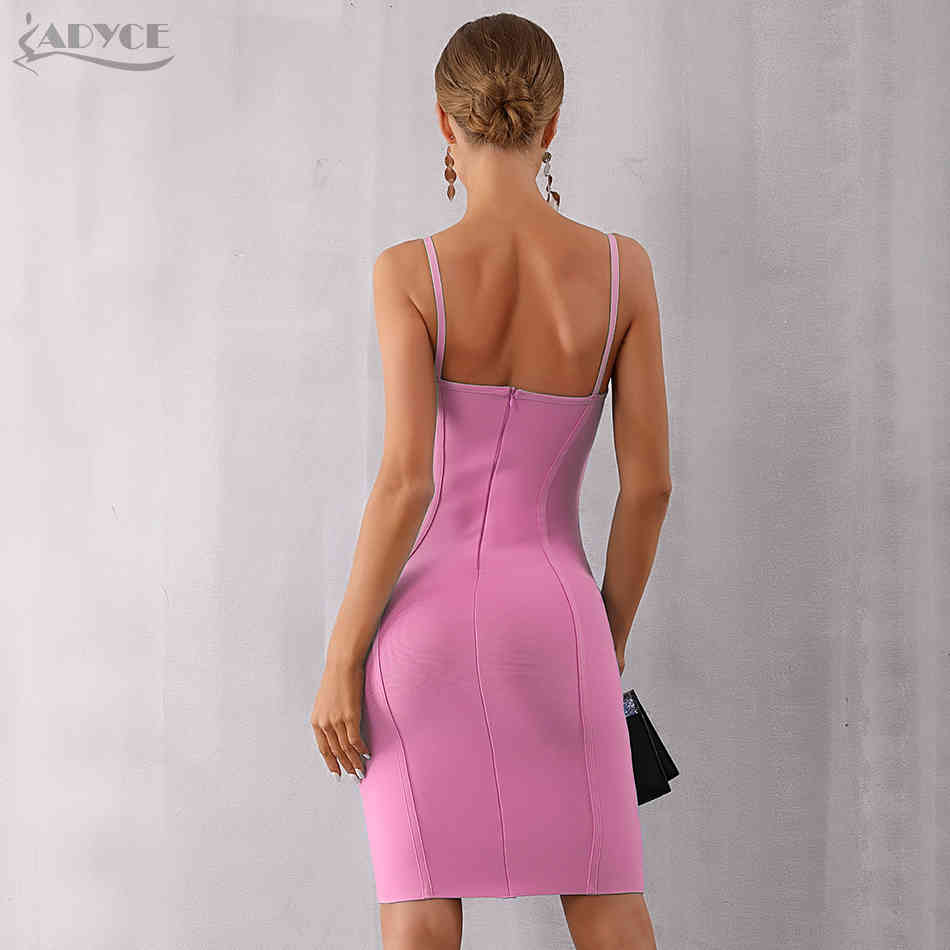 Adyce New Summer White Bodycon Bandage Dress Women Sexy Spaghetti Strap Strapless Knee Length Celebrity Evening Party Dress 210325